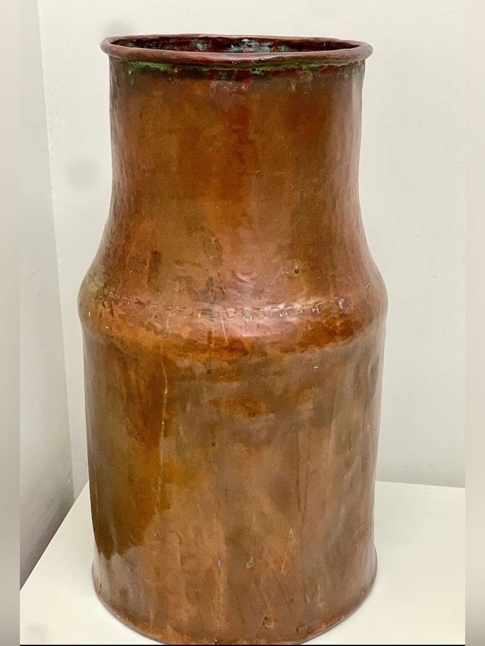 18th Century Antique Hammered Copper Brass Water Pitcher Vase Urn Jug - Picture 3 of 16
